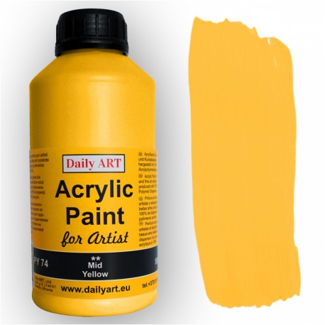 Akrylová umělecká barva Žlutá střední 500 ml Daily ART