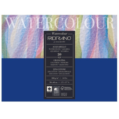 Blok na akvarel 30x40 cm 300g/m² 25% bavlna Fabriano Cold Pressed