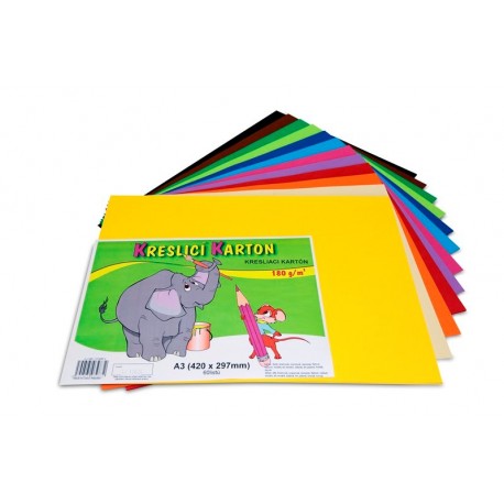 Kreslící karton A3 60 listů 180g/m² barevný mix