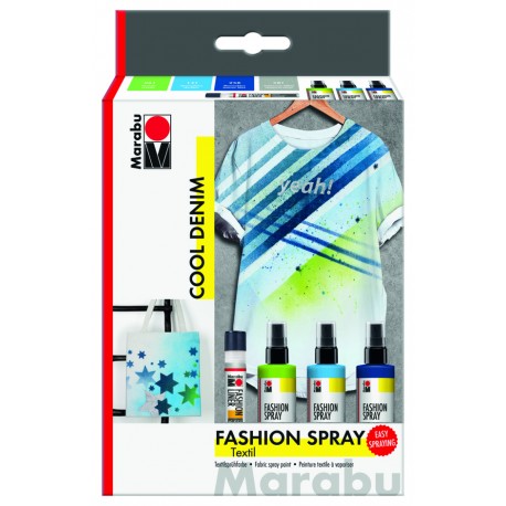 Fashion sprej na textil 3x100ml 1x Fashion Liner Cool Denim Marabu