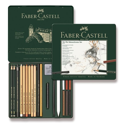 Pitt Monochrome set 21 kusů Faber Castell v kovové kazetě
