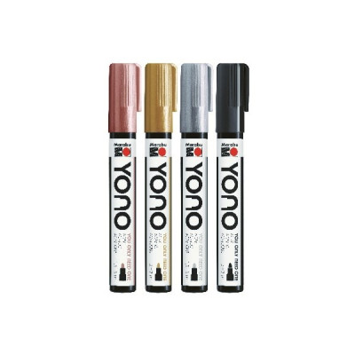 YONO univerzální 4x 1,5 - 3 mm akrylové popisovače sada metallic Marabu