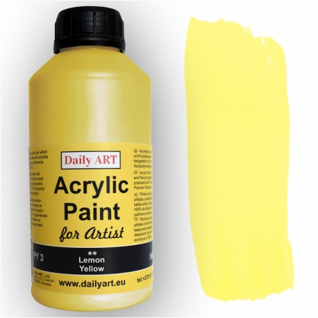Akrylová umělecká barva Žlutá citronová 500 ml Daily ART