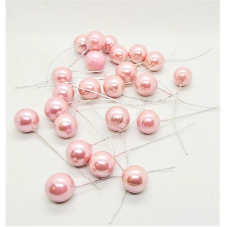 Kuličky na drátku růžové perleťové 1,5 cm