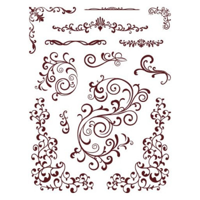 Gelová razítka ornamenty 18x14 cm arch 13 kusů