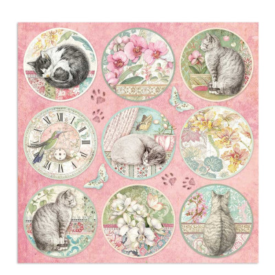 Sada papírů na scrapbooking Orchideje a kočky  Stamperia