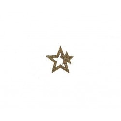 Výřez z překližky hvězda zlatá třpytivá s menší hvězdičkou 3,5 cm