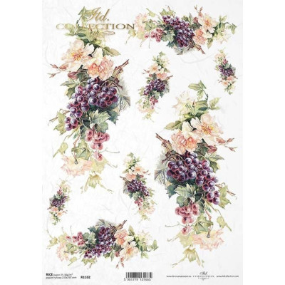 Rýžový papír A4 Květiny a hrozno