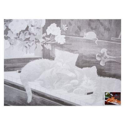 Předmalované plátno 30 x 40 cm Koťata Nevskaya Palitra