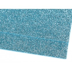 Pěnová guma Moosgummi 20x30cm modrá světlá glitrová