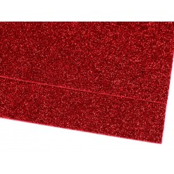 Pěnová guma Moosgummi 20x30cm červená glitrová