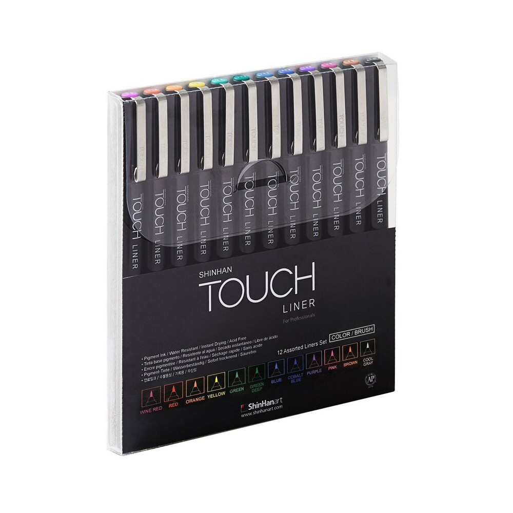 Touch liner brush barevná sada 12 kusů ShinHan