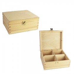 Krabička dřevěná z masivu na čajové sáčky 18 x 15,5 x 8 cm