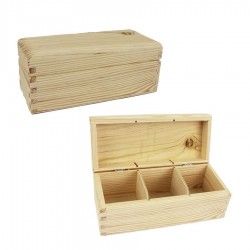 Krabička dřevěná z masivu na čajové sáčky 21,5 x 9,3 x 8,7 cm