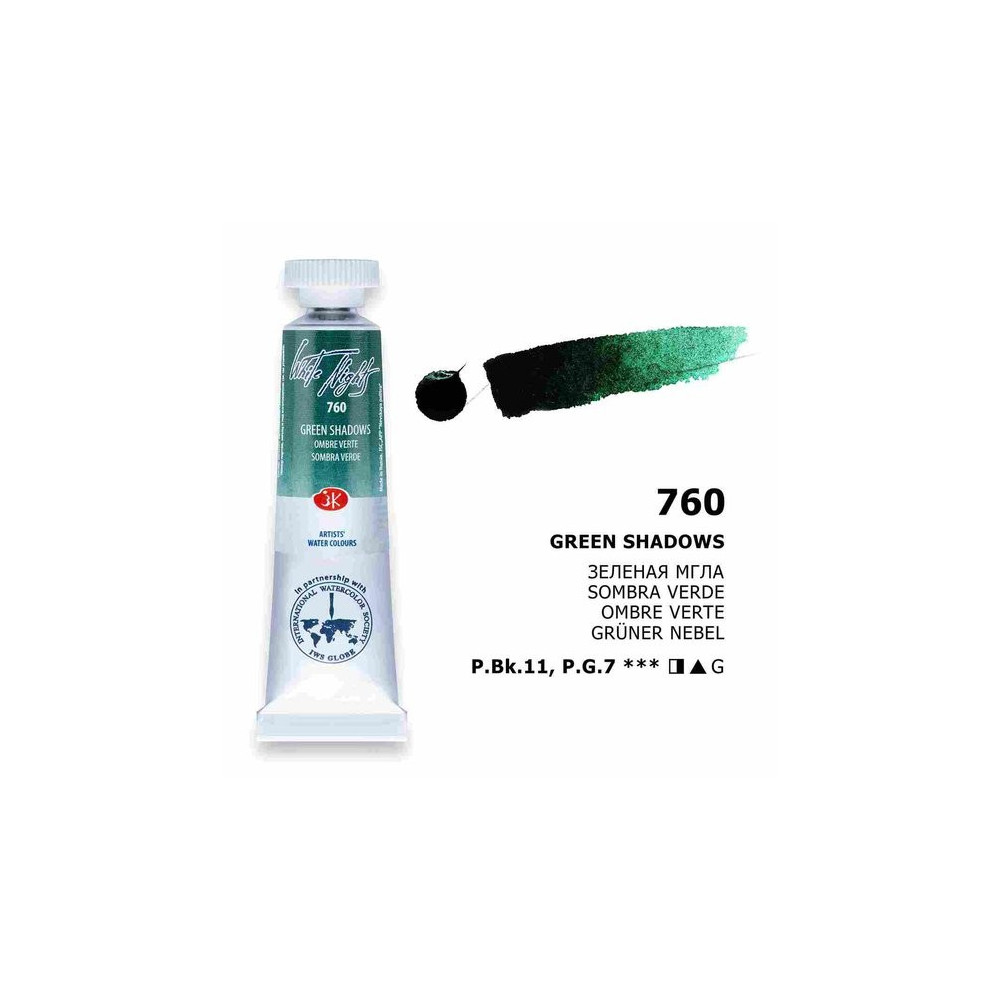 Akvarelová barva Green shadows 760 White Nights Nevskaya Palitra 10 ml