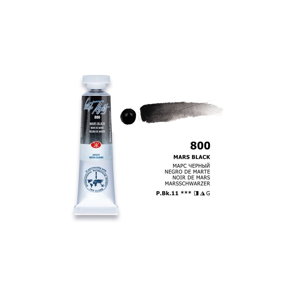 Akvarelová umělecká barva Mars Black White Nights Nevskaya Palitra 10 ml