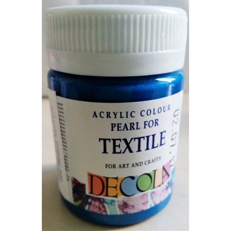 Barva na textil, Azurová perleťová, Decola, 50 ml