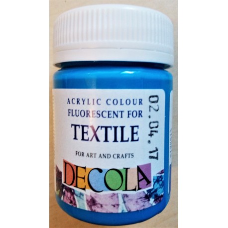 Barva na textil fluorescentní, Azurová, Decola, 50 ml