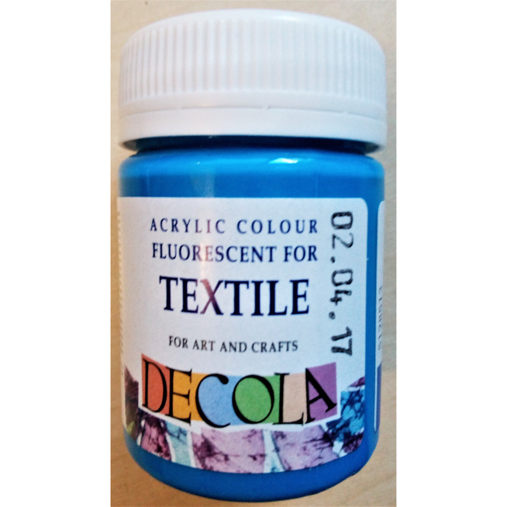 Barva na textil fluorescentní, Azurová, Decola, 50 ml