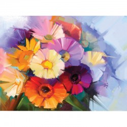 Malování podle čísel 40x50 cm + 3 štětce + 2x háčky Květiny
