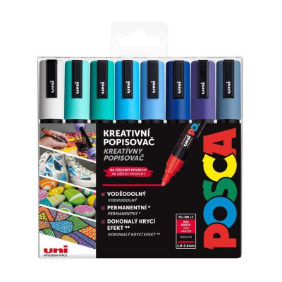 Akrylové popisovače Posca 5M 8 ks Ocean 1,8-2,5 mm