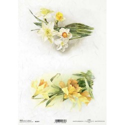 Rýžový papír A4 Narcisy dvě kytice