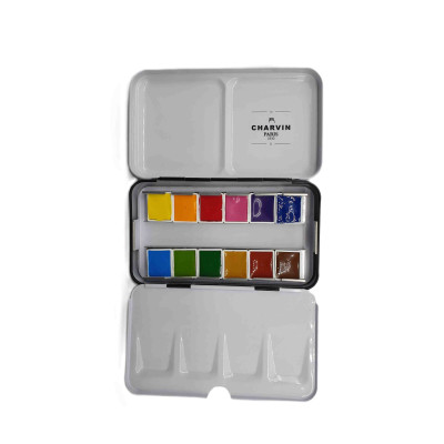 Akvarelové barvy Charvin Paris Extra Fine 12x1,5 ml černý box Otevřený