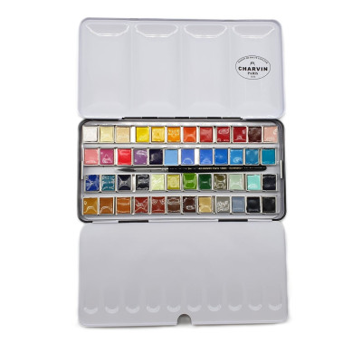 Akvarelové barvy Charvin Paris Extra Fine 48x1,5 ml černý box