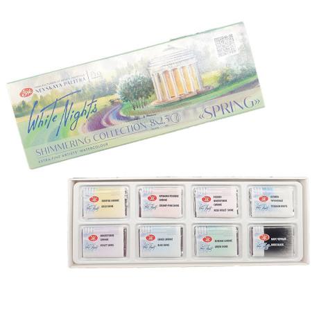 White Nights Akvarelové barvy Shimmer spring Nevskaya Palitra sada 8x2,5 ml