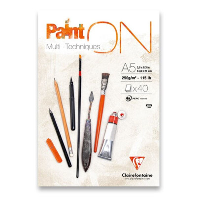 Blok Clairefontaine Paint On Multi A5 250g/m²  40 listů