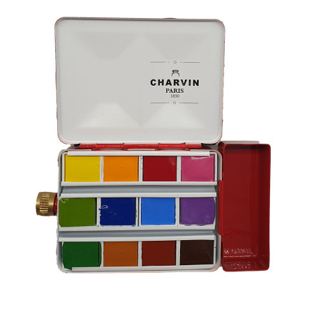 Charvin Paris Akvarelové barvy Rouge cardinal box sada 12 ks