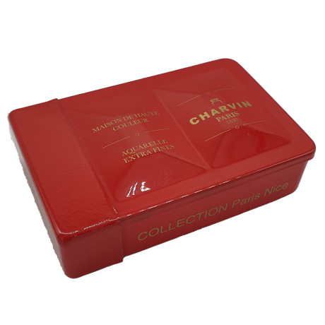 Charvin Paris Akvarelové barvy Rouge cardinal box sada 12 ks