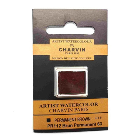Akvarelová barva Permanent Brown 63 Extra Fine Charvin Paris pánvička