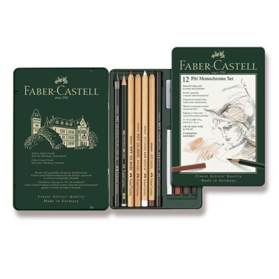 Faber Castell Pitt Monochrome set v kovové krabičce sada 12 kusů