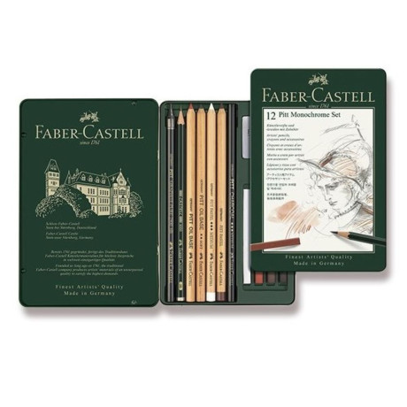 Faber Castell Pitt Monochrome set v kovové krabičce sada 12 kusů