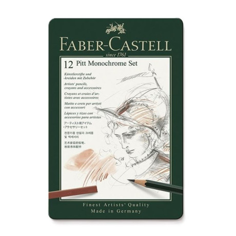 Pitt Monochrome set Faber Castell sada 12 ks v kovové krabičce