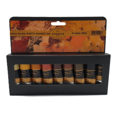 Charvin Paris Akrylové barvy Extra Fine Earth Shades sada 9x20ml