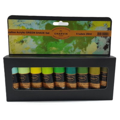 Charvin Paris Akrylové barvy Extra Fine Green Shade sada 9x20ml