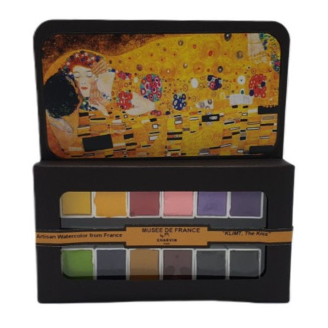Charvin Paris Akvarelové barvy Extra Fine Klimt The Kiss sada 12x1,5ml