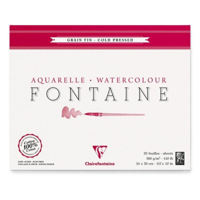 Clairefontaine Blok na akvarel 100 % bavlna CP 300g/m²  24 x 30 cm 25 listů