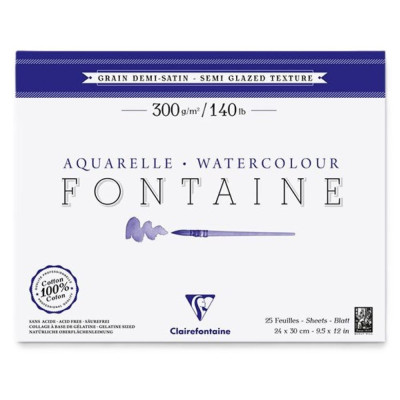 Clairefontaine blok na akvarel demi satin bavlna 300 g 24x30 cm