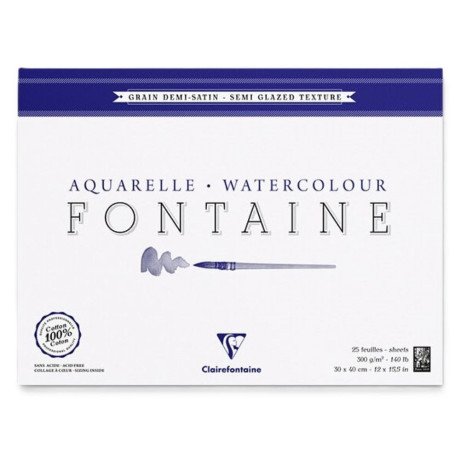 Akvarelový blok Clairefontaine Grain demi satin bavlna 300 g 30x40 cm 25 listů