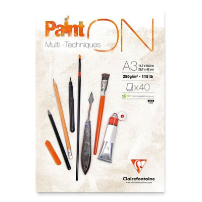 Blok Clairefontaine Paint On A3 40 listů 250g/m² - Multi techniques