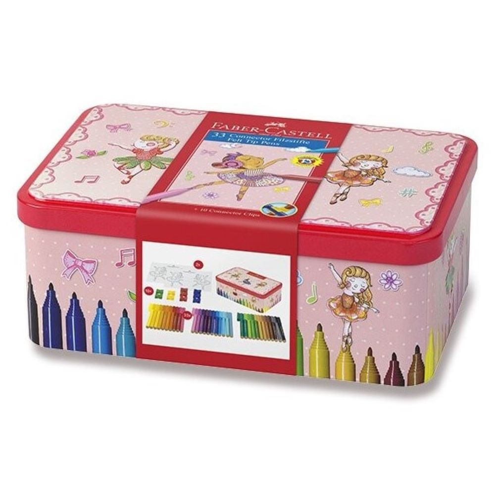 Faber Castell Dětské fixy Baletka Connector plechový obal sada 33 ks Faber Castell Dětské fixy Baletka Connector plechový obal sada 33 ks