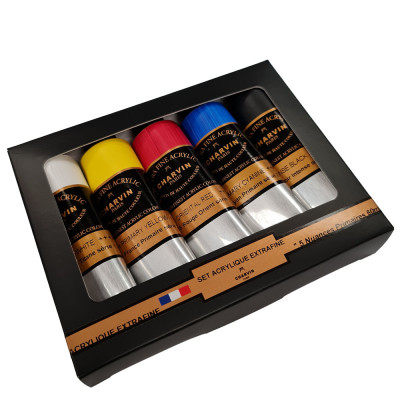 Charvin Paris Akrylové barvy Extra Fine Základní odstíny 5x60 ml