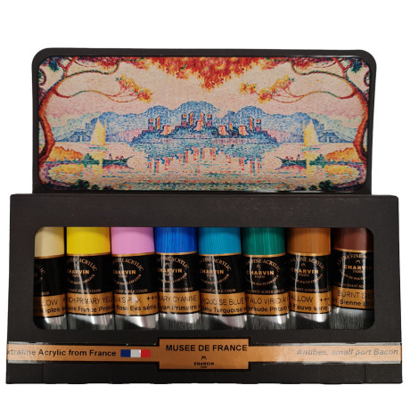 Charvin Paris Akrylové barvy Extra Fine Antibes small port Bacon sada 8x20ml