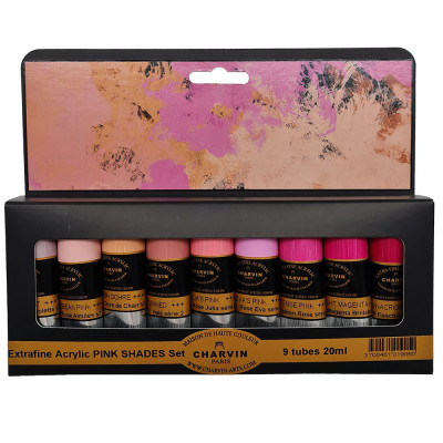 Charvin Paris Akrylové barvy Extra Fine Růžové odstíny sada 9x20ml