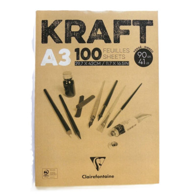 Clairefontaine Skicák A3 Kraft 90g 100 listů lepený