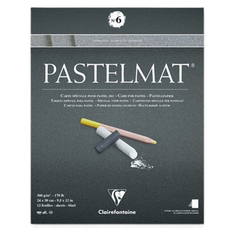 Clairefontaine Blok na pastel Pastelmat č. 6 Antracit 24x30 cm 12 listů 360g/m²