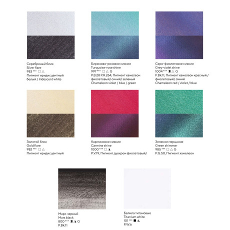 White Nights Akvarelové barvy 8 ks Shimmer Winter sada